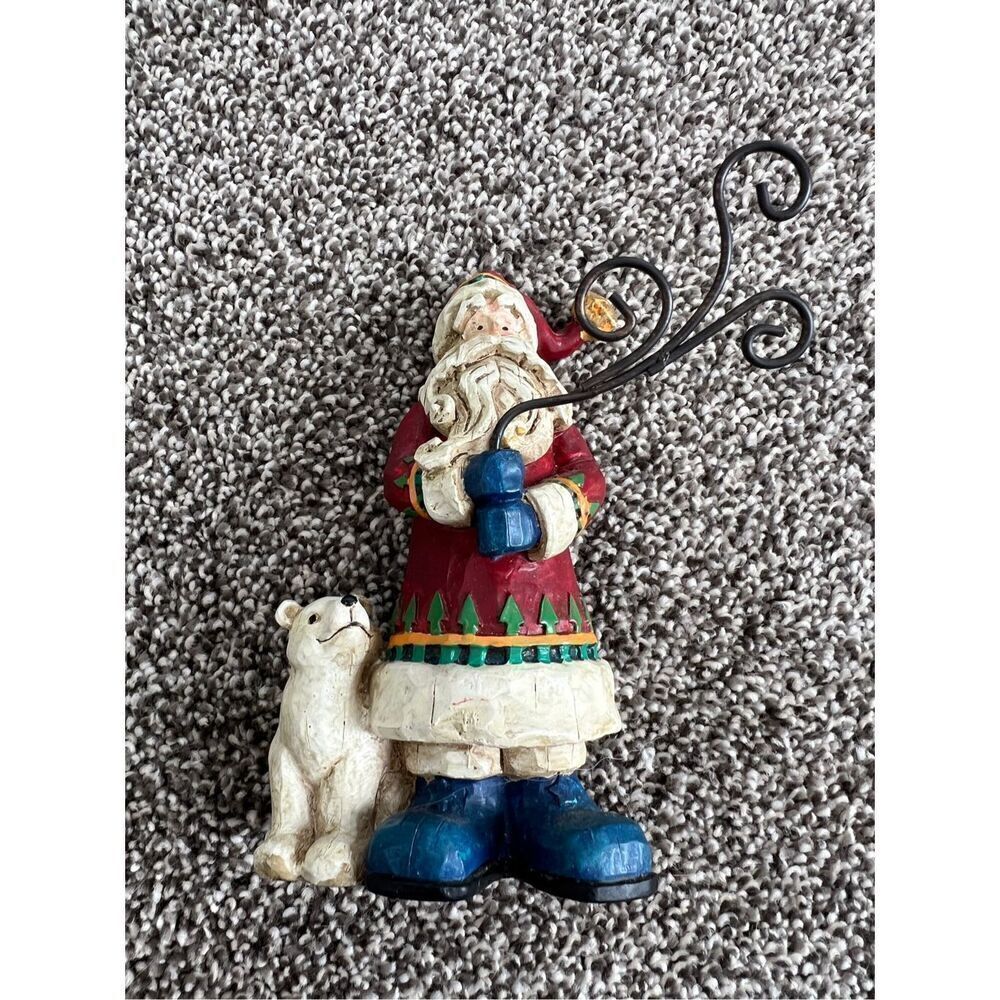 Russ Berrie The Christmas Sampler Santa Claus Figurine With Polar Bear